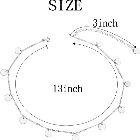 Choker Necklace Pendant Disc Chain Necklace For Women Girls - Picture 3 of 3